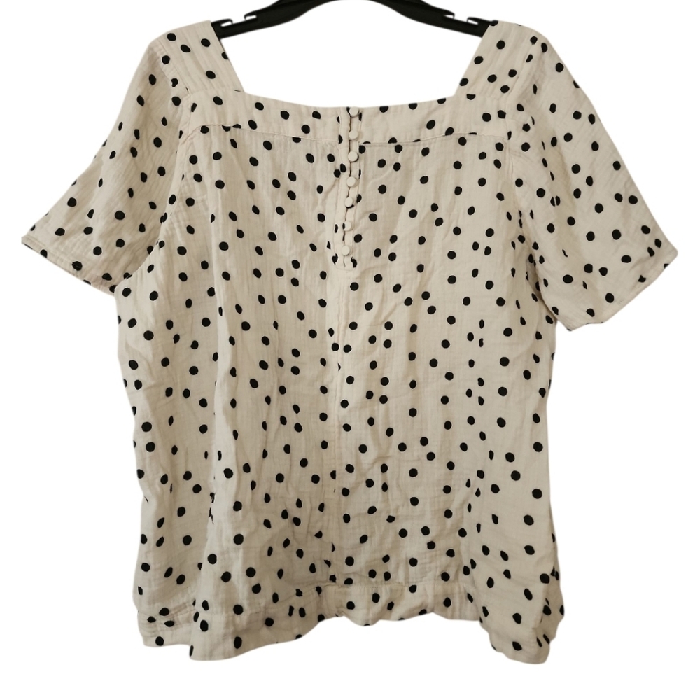 Madewell Cream and Black Polka Lightspun Harlow Square-Neck Top SIZE XL - Picture 7 of 7